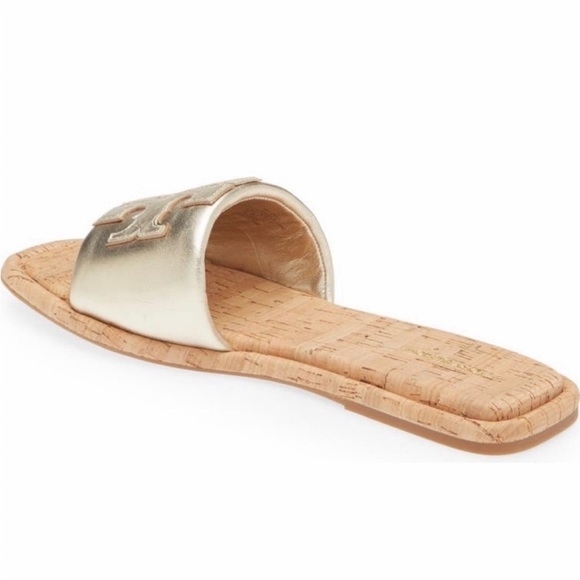 Tory Burch Gold and Silver Metallic Sandals with Cork Sole - Picture 8 of 8
